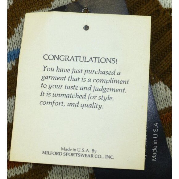 NWT VTG London Fog Mens XL Knit Sweater Brown Zigzag Pattern USA - Picture 7 of 13